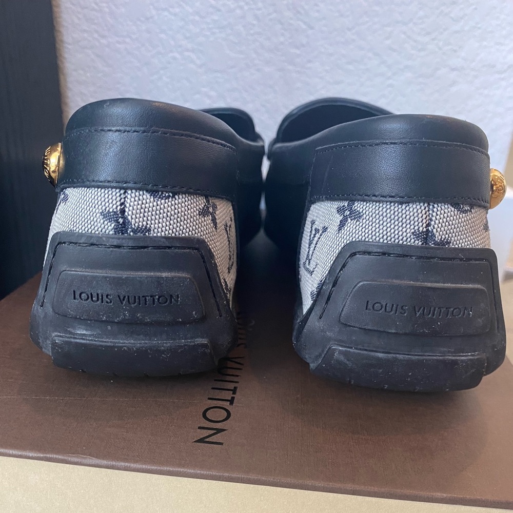 Louis Vuitton minimonogram fabric navy gold hardware vintage flats loafer 38.5 - Picture 8 of 12